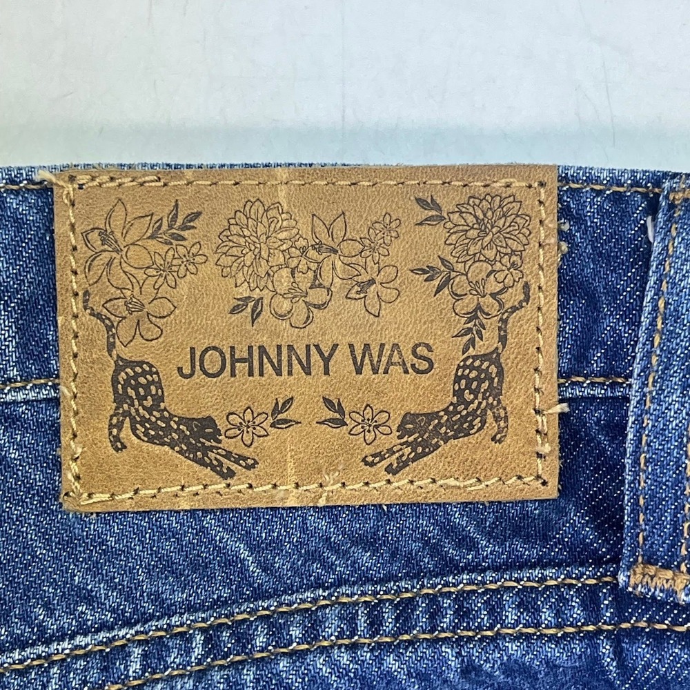 Johnny Was Vienna Maxi Skirt Blue Denim Raw Hem Back Slit Size 30 Womens - Picture 8 of 14